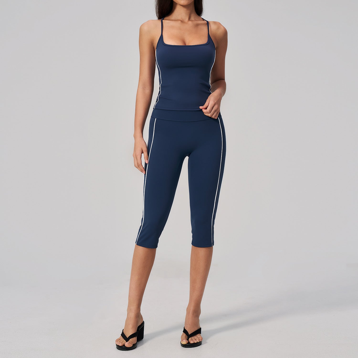 Yoga Set for Women Summer Brushed Color-Blocked Backless with Built-in Bra Wearable for Running Fitness Workout Outfit eprolo
