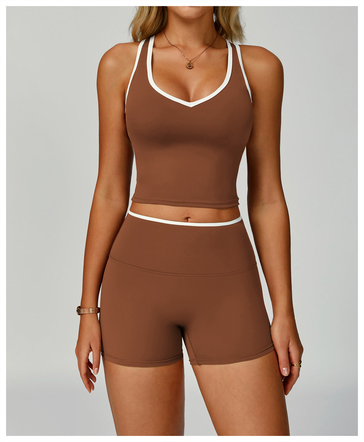 Strappy Backless Bra & Bike Short Set