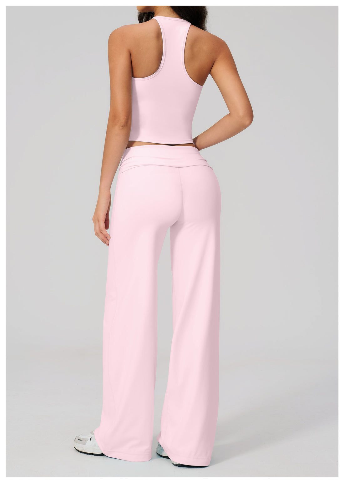 Backless Halter Crop Top & Wide-Leg Pants Set