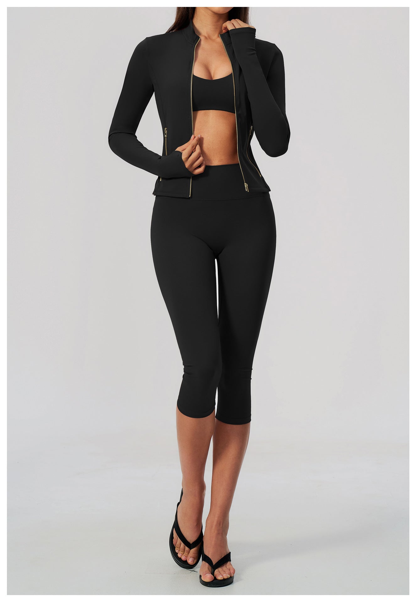 Zip-Up Capri Yoga 3-Piece Set