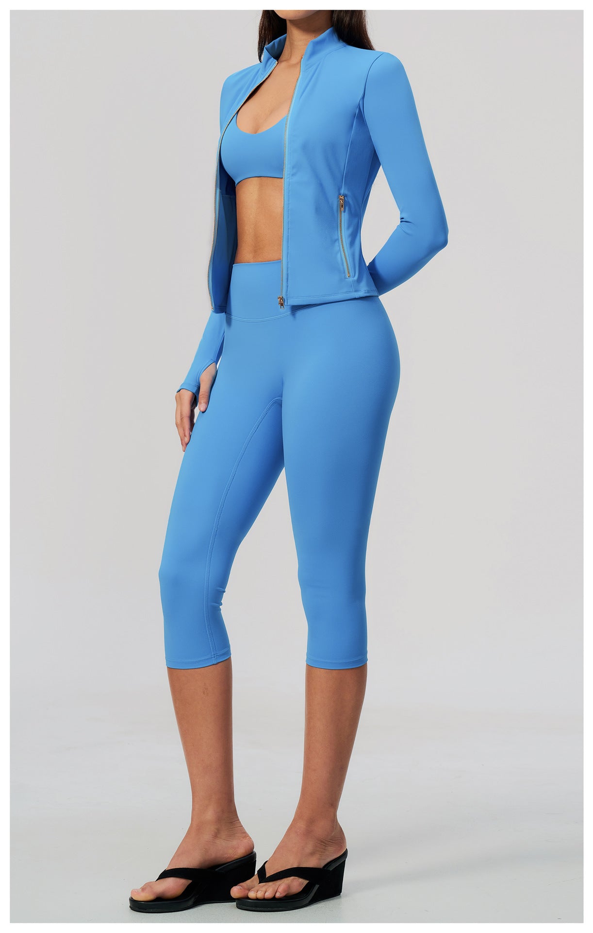 Zip-Up Capri Yoga 3-Piece Set