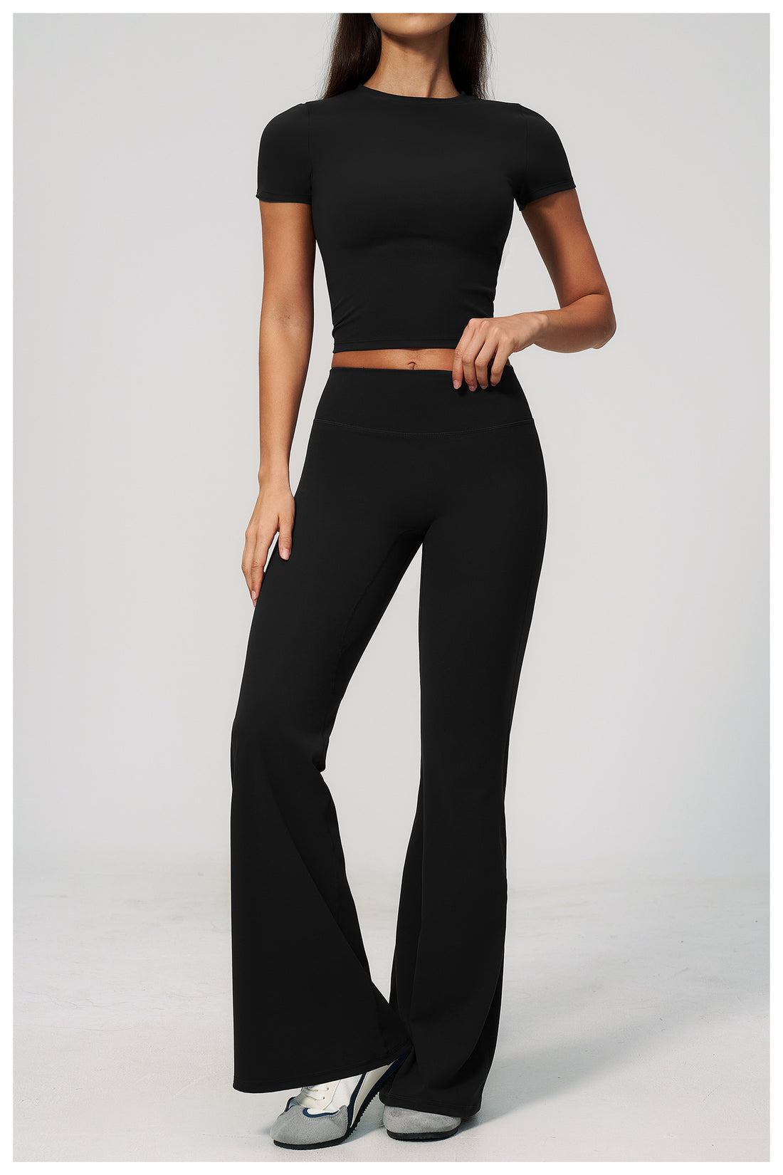 Crew Neck Crop Top & Flare Pants Set