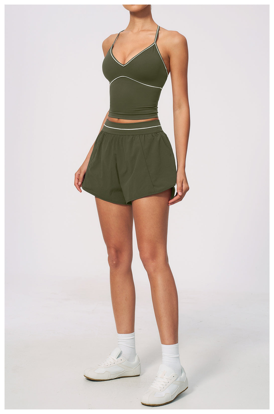V-Neck Cami Bra & Running Shorts Set