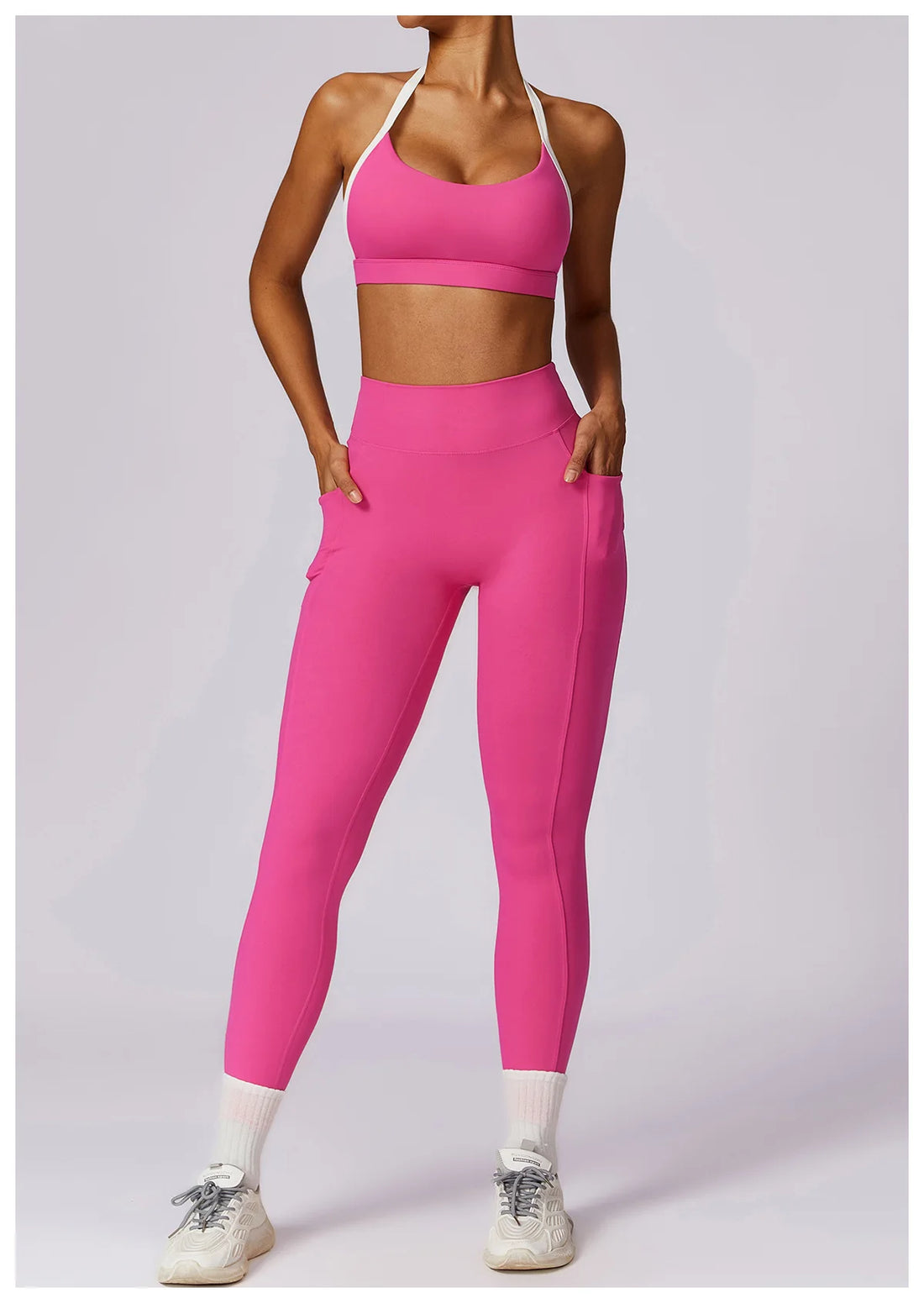 Color Block Long Sleeve Crop & Leggings Set