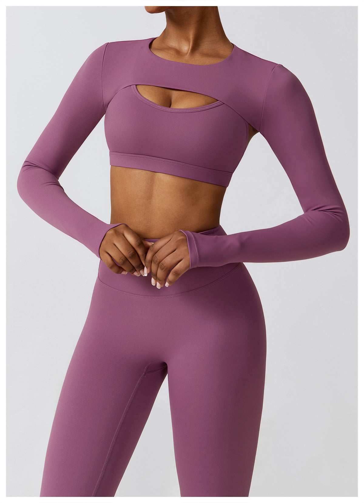 Cutout Long Sleeve Crop & Legging Set