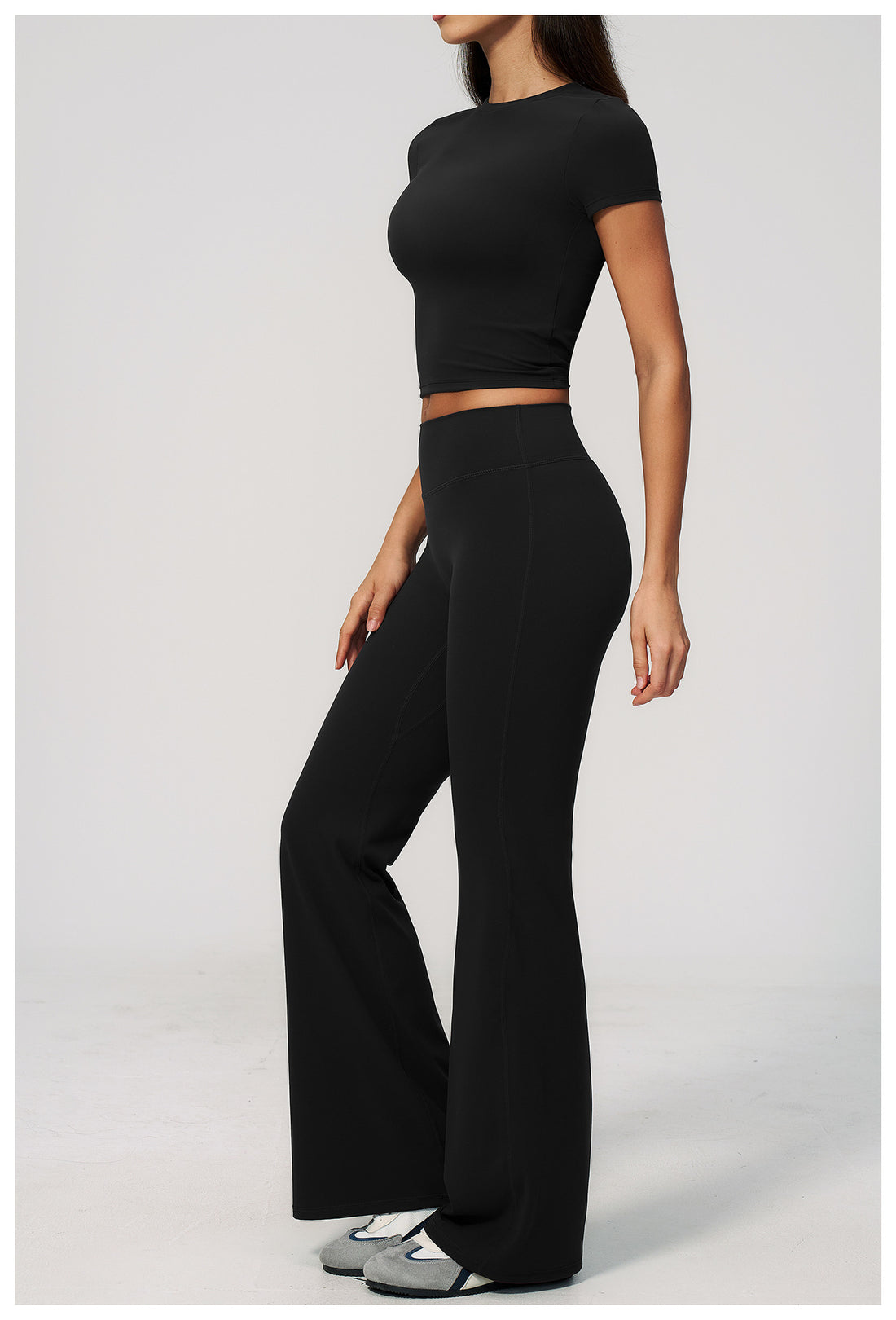 Crew Neck Crop Top & Flare Pants Set