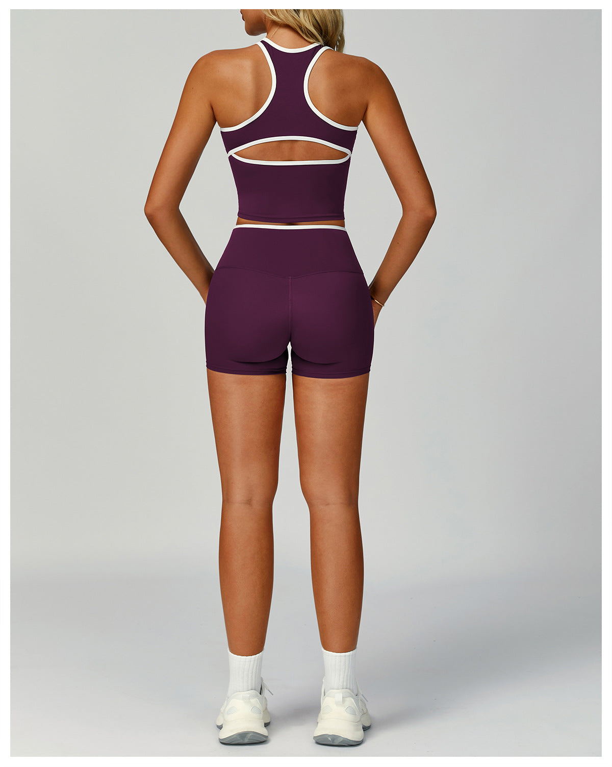 Strappy Backless Bra & Bike Short Set
