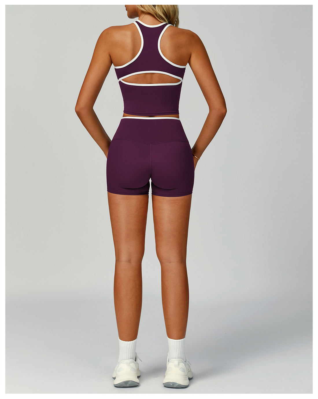 Strappy Backless Bra & Bike Short Set