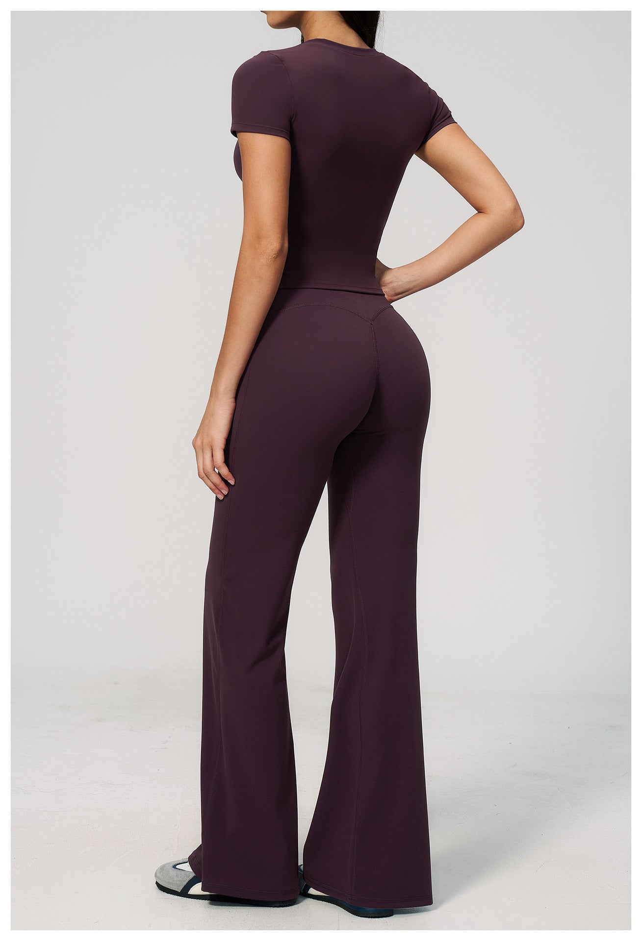 Crew Neck Crop Top & Flare Pants Set