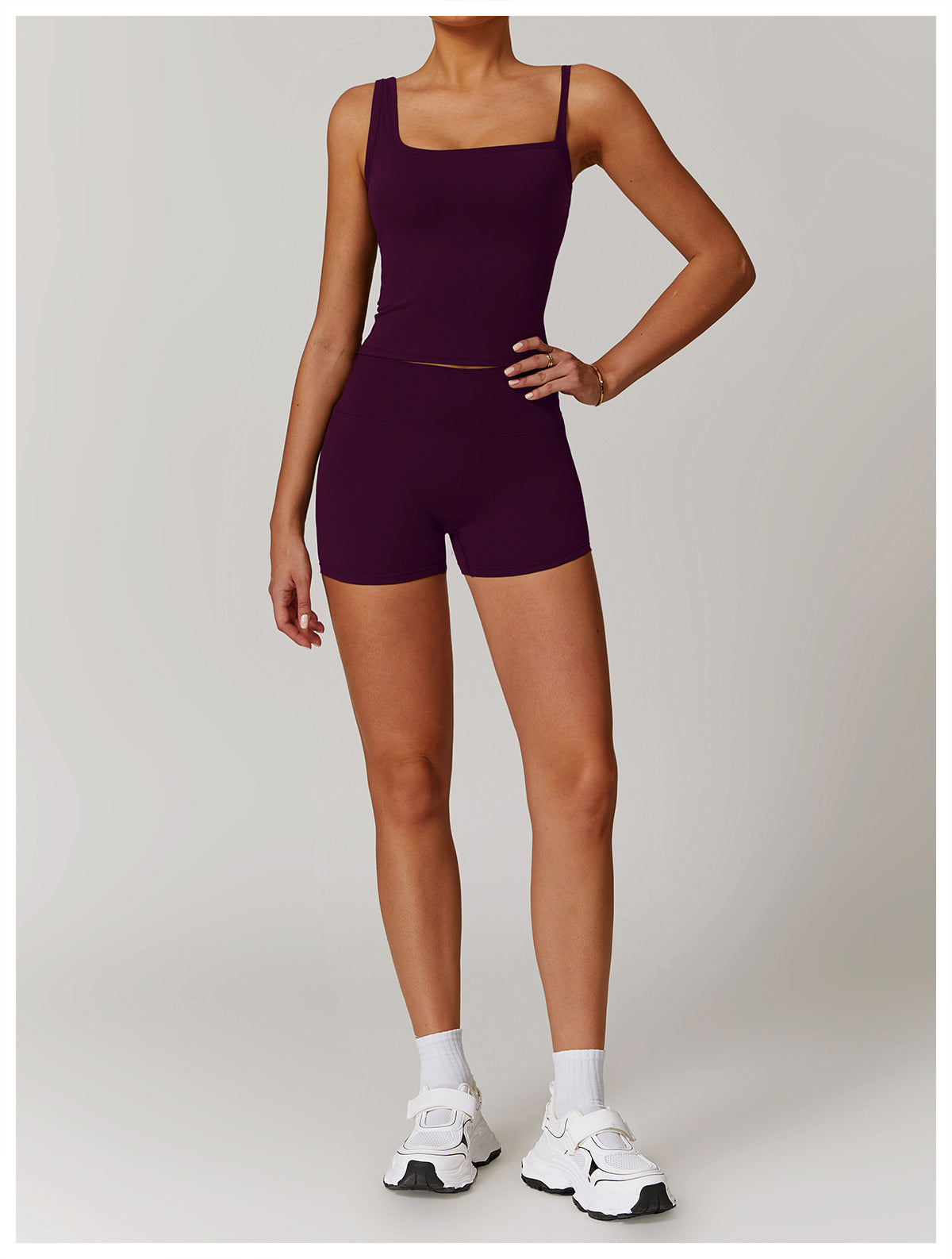 Square Neck Tank & Bike Shorts Workout Set