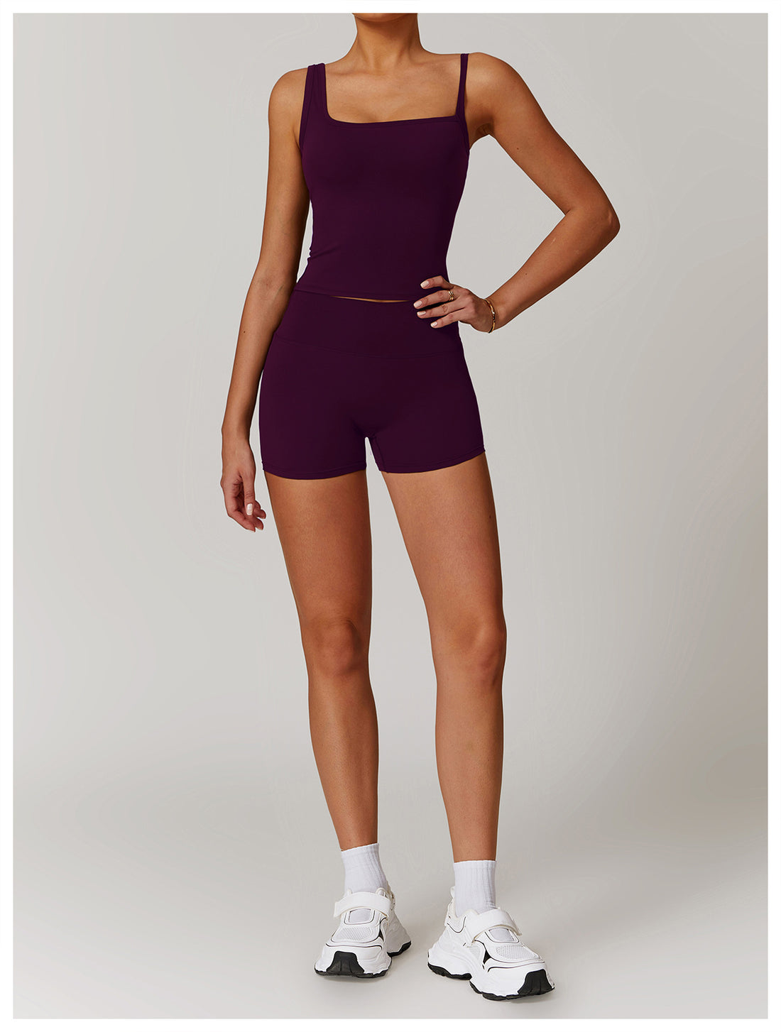 Square Neck Tank & Bike Shorts Workout Set