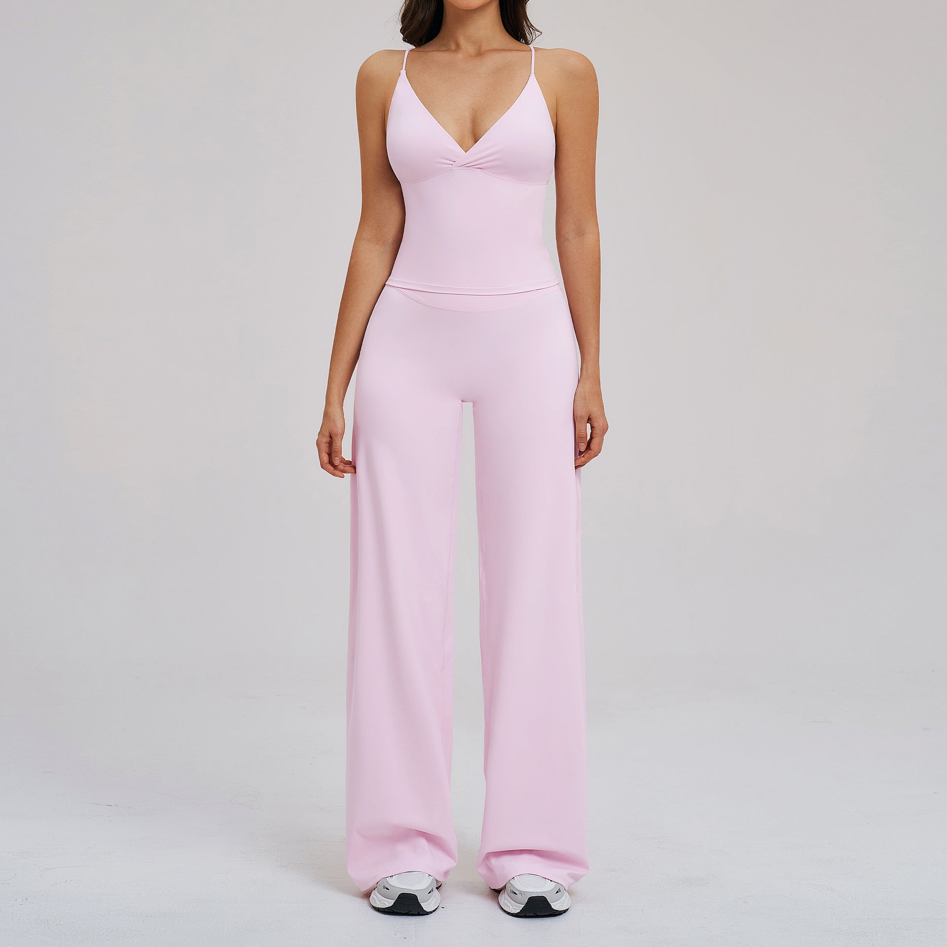 Comfortable Brushed Fabric Sport Set Loose Wide-Leg Backless Casual Outfit Outdoor Cycling Running Yoga Set eprolo