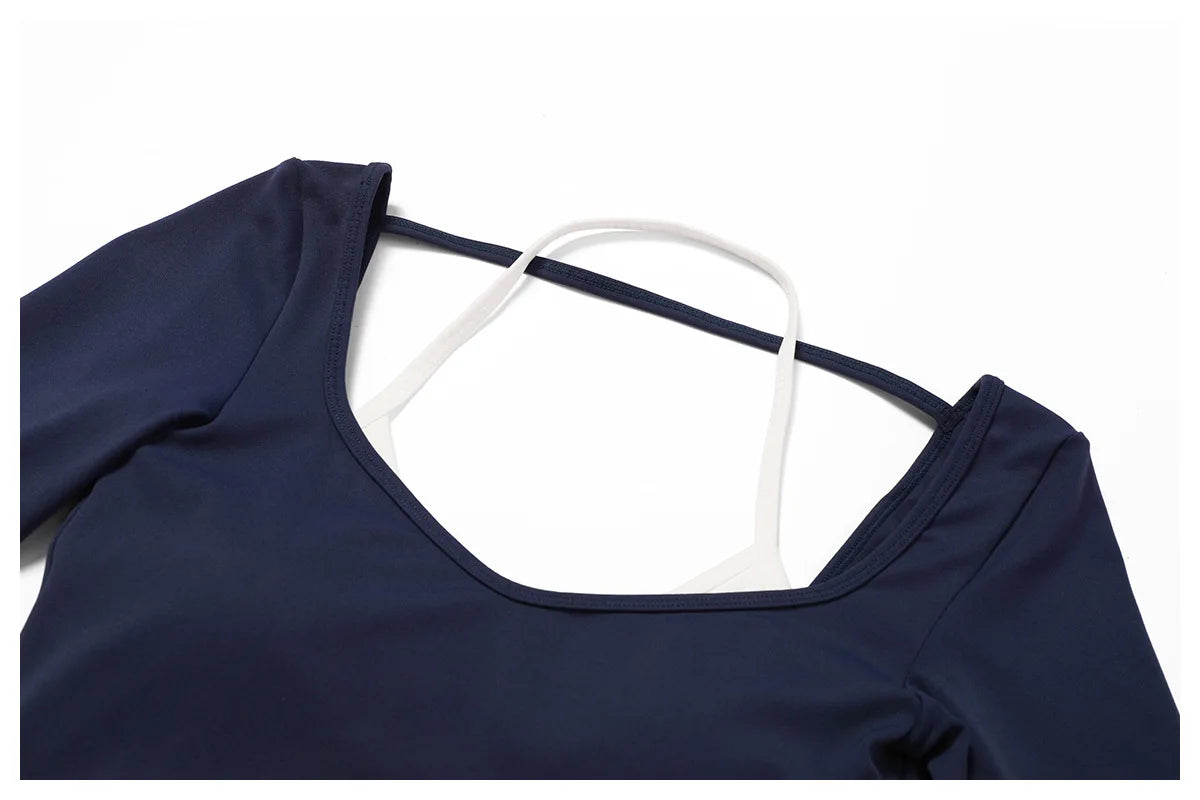 Color Block Long Sleeve Crop & Leggings Set
