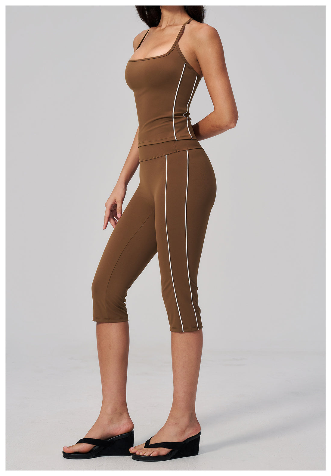 Color-Block Racerback Cami & Capri Legging Set