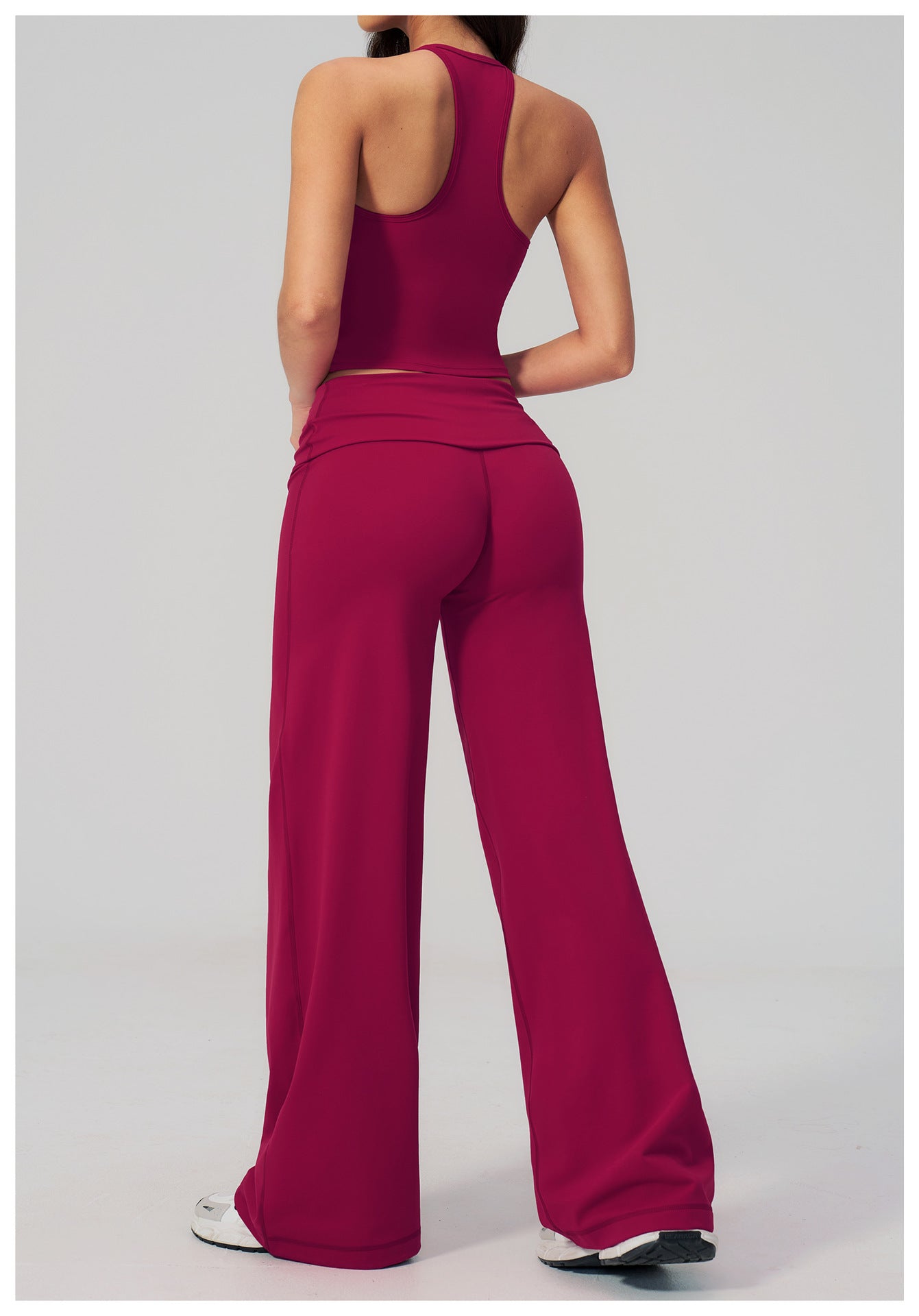 Backless Halter Crop Top & Wide-Leg Pants Set