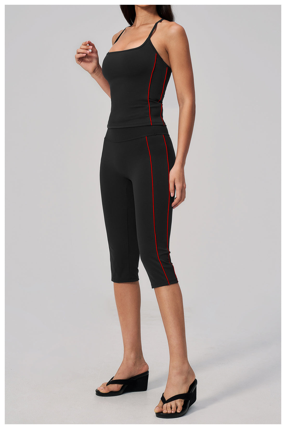 Color-Block Racerback Cami & Capri Legging Set