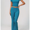 Crew Neck Crop Top & Flare Pants Set