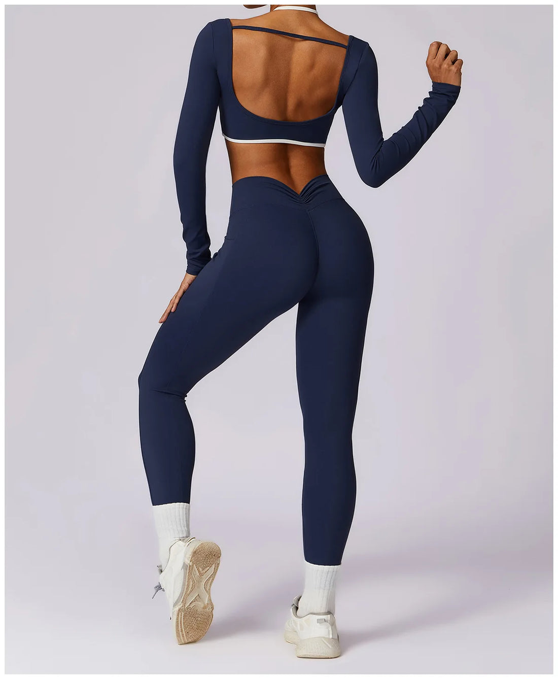 Color Block Long Sleeve Crop & Leggings Set