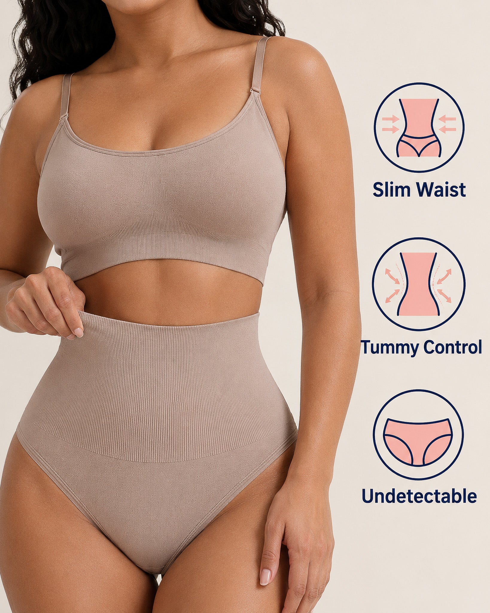 Thong Belly Control Underwear Set with Bra Large U-Shape eprolo