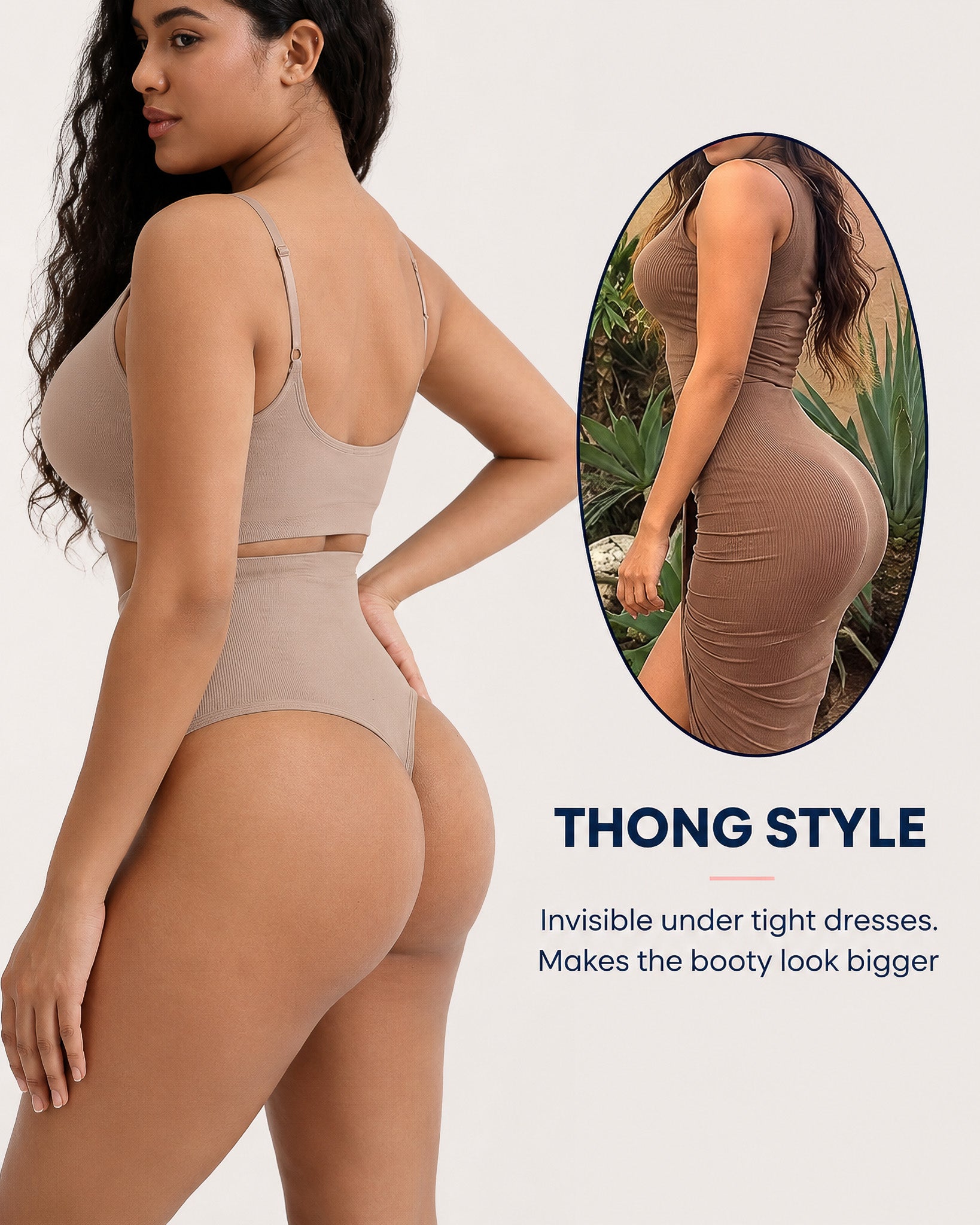 Thong Belly Control Underwear Set with Bra Large U-Shape eprolo