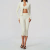 New Women's Yoga Suit, Fitted Waist-Cinching Zipper Slimming Fitness Wear, High-Waisted Tummy-Control Yoga Sport Three-Piece Set eprolo
