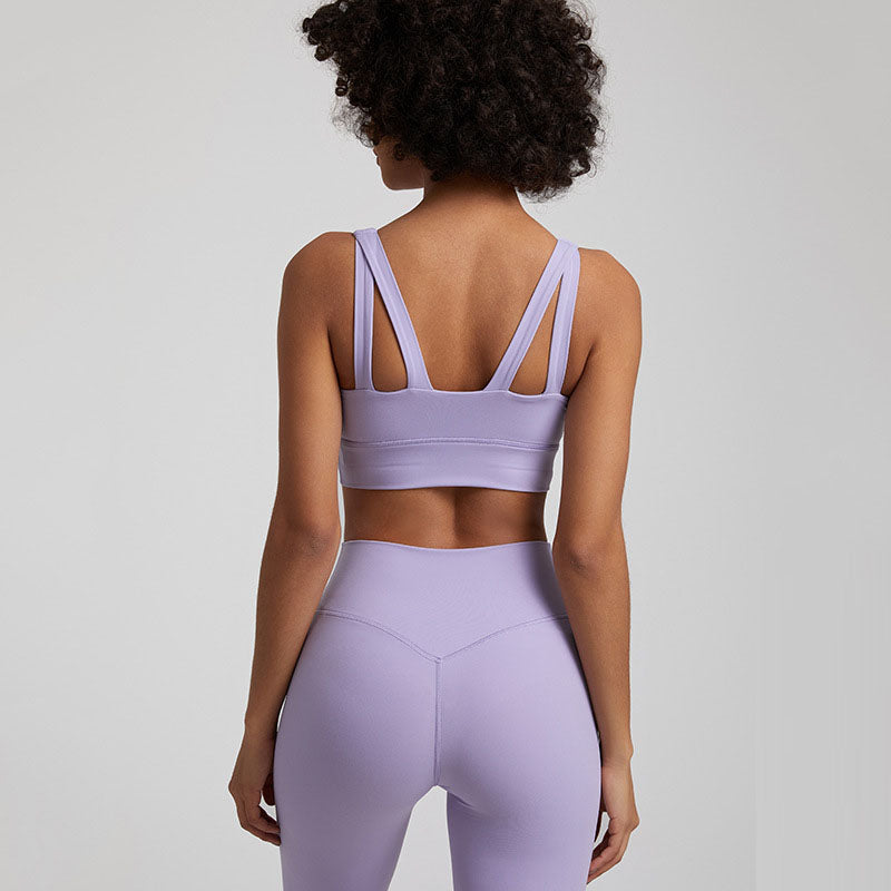 European and American nude yoga vest women's cross back sports bra fitness yoga clothing top outdoor sports bra eprolo