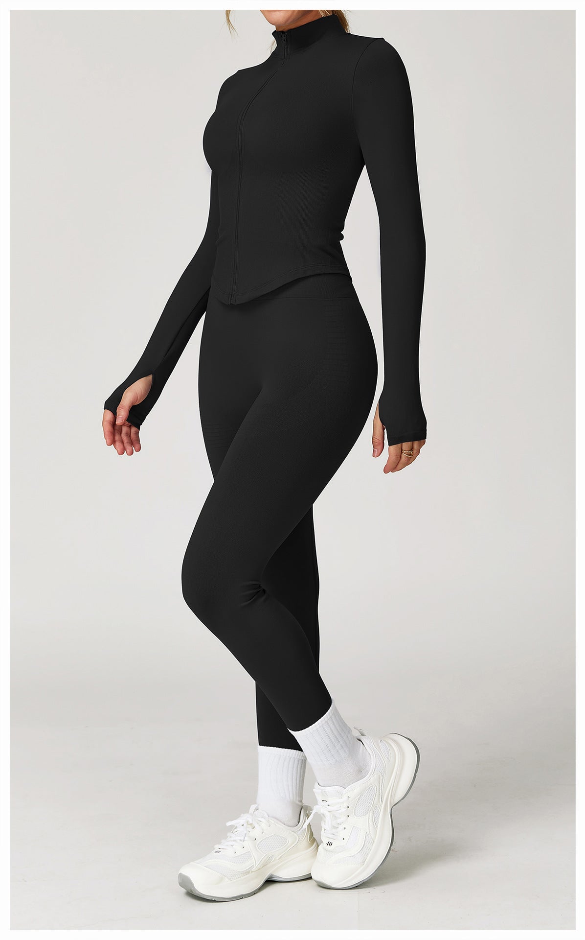 Zip-Up Long Sleeve Crop Yoga Jacket
