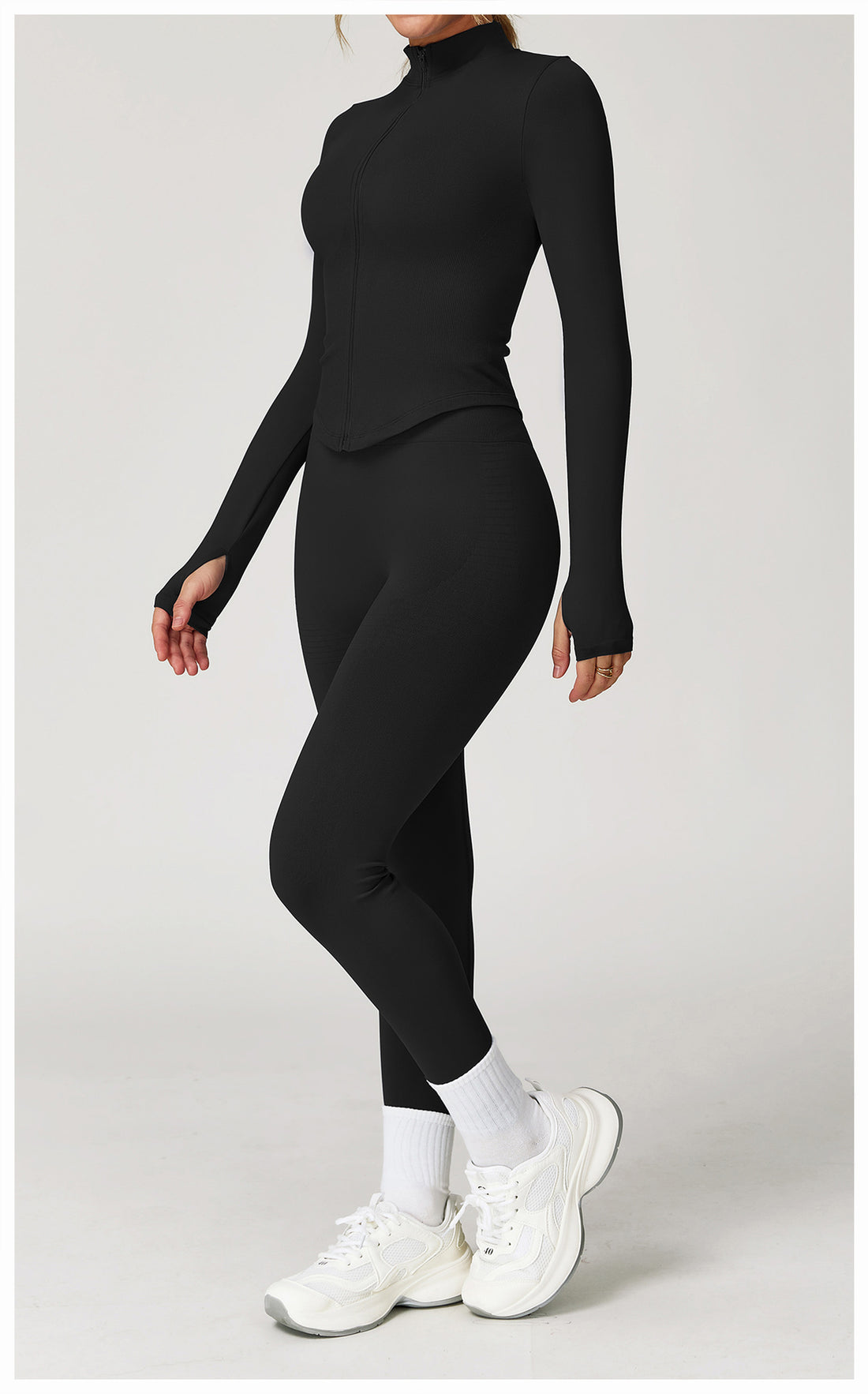 Zip-Up Long Sleeve Crop Yoga Jacket