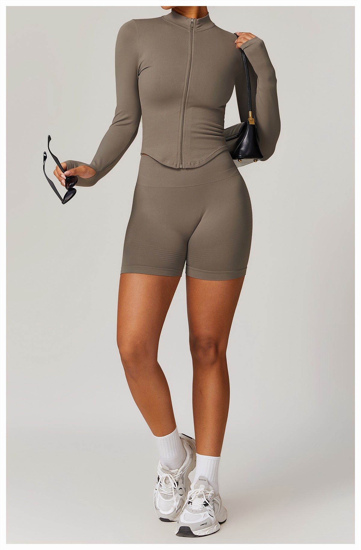Zip-Up Long Sleeve Crop Yoga Jacket