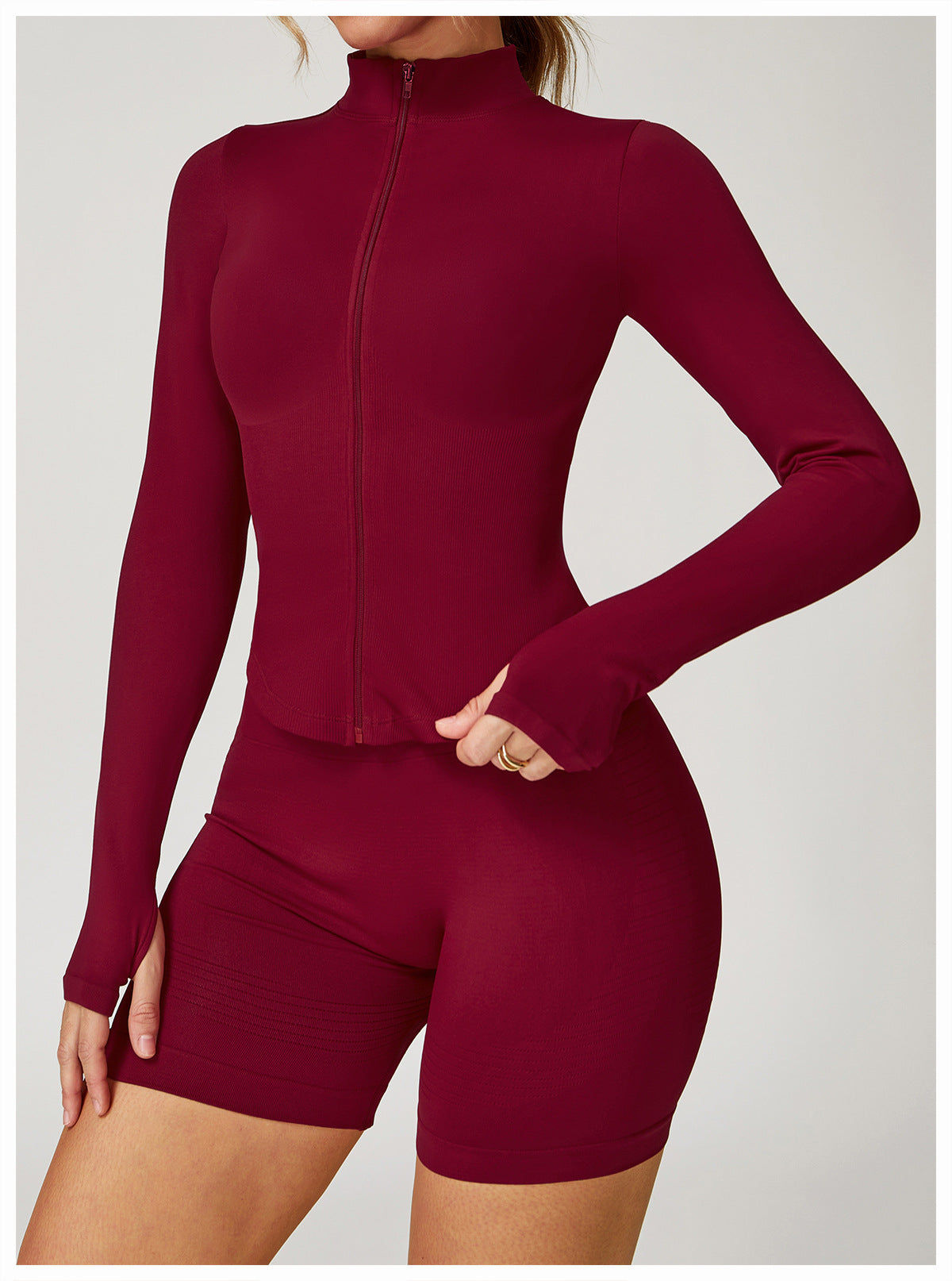 Zip-Up Long Sleeve Crop Yoga Jacket