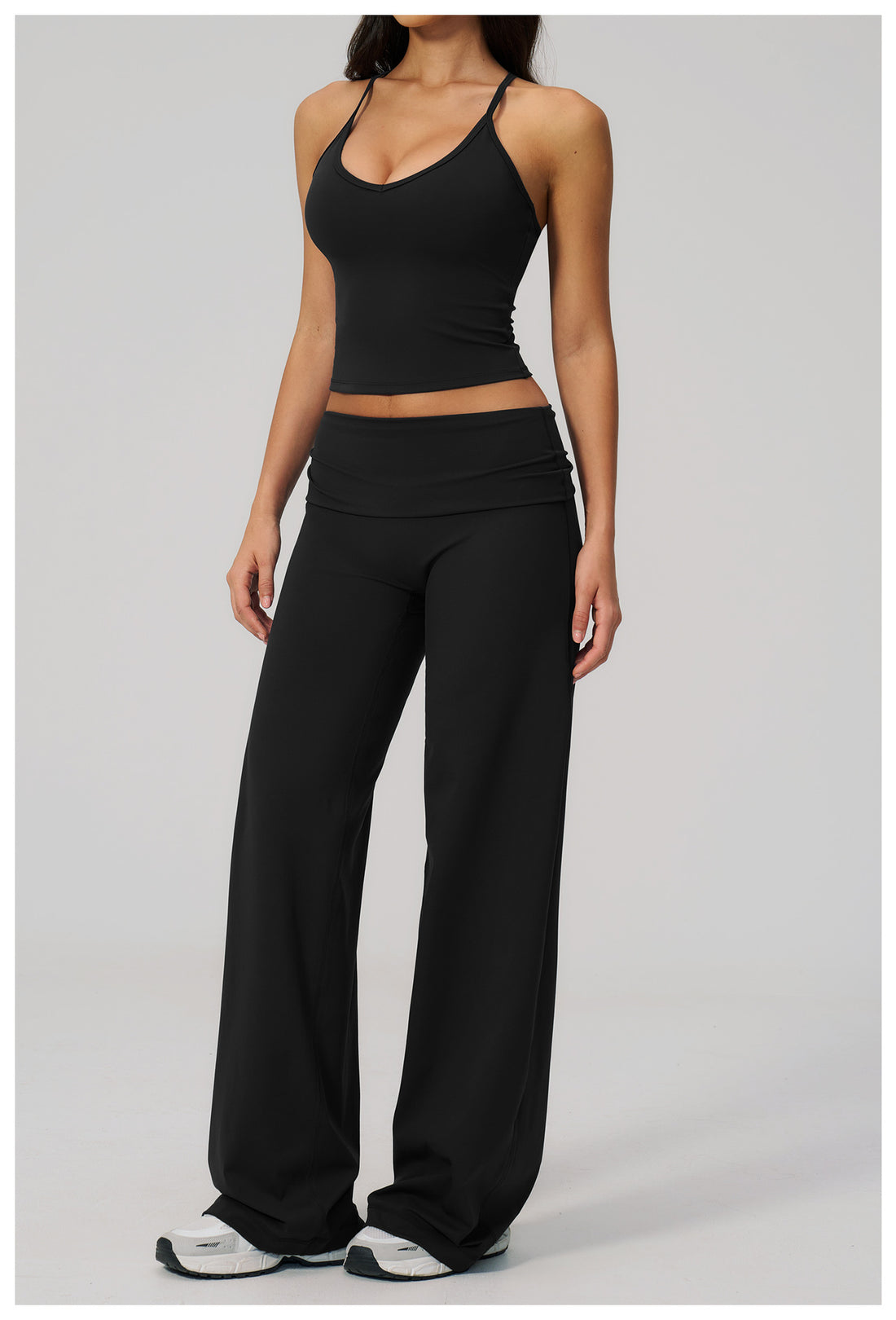 Backless Halter Crop Top & Wide-Leg Pants Set
