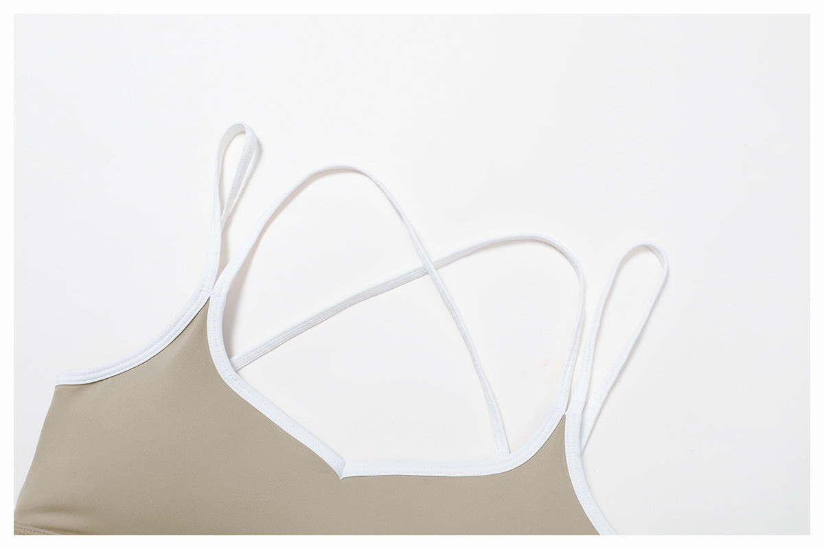 Strappy Backless Bra & Bike Short Set
