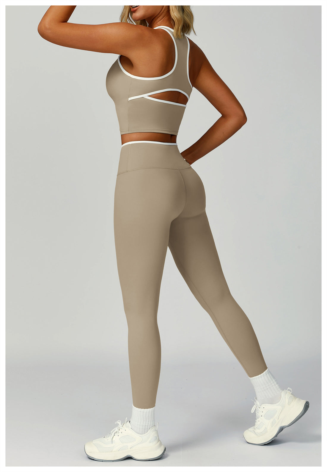 Strappy Backless Bra & Bike Short Set
