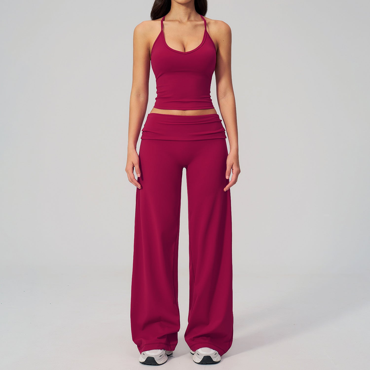 Fitted Crop Top Backless Workout Set High Waist Versatile Casual Style Yoga Set eprolo