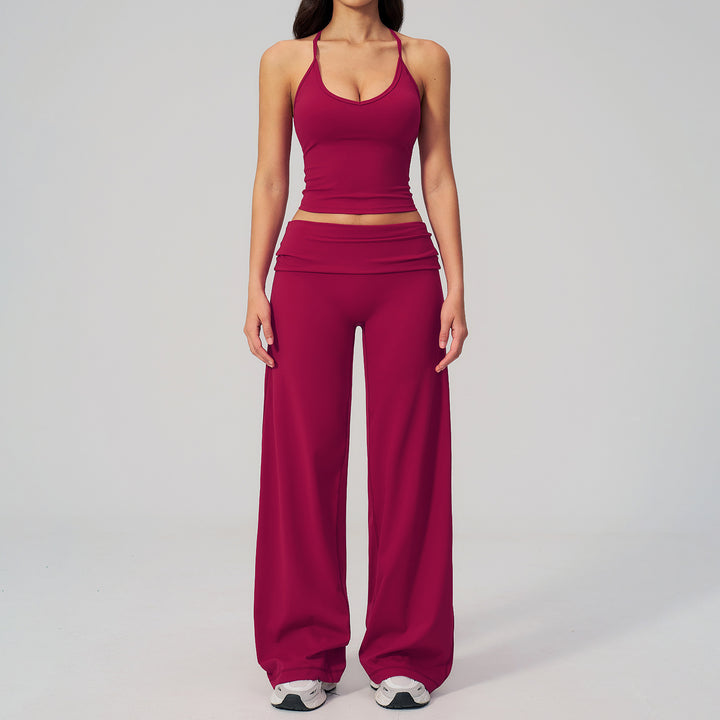 Fitted Crop Top Backless Workout Set High Waist Versatile Casual Style Yoga Set eprolo