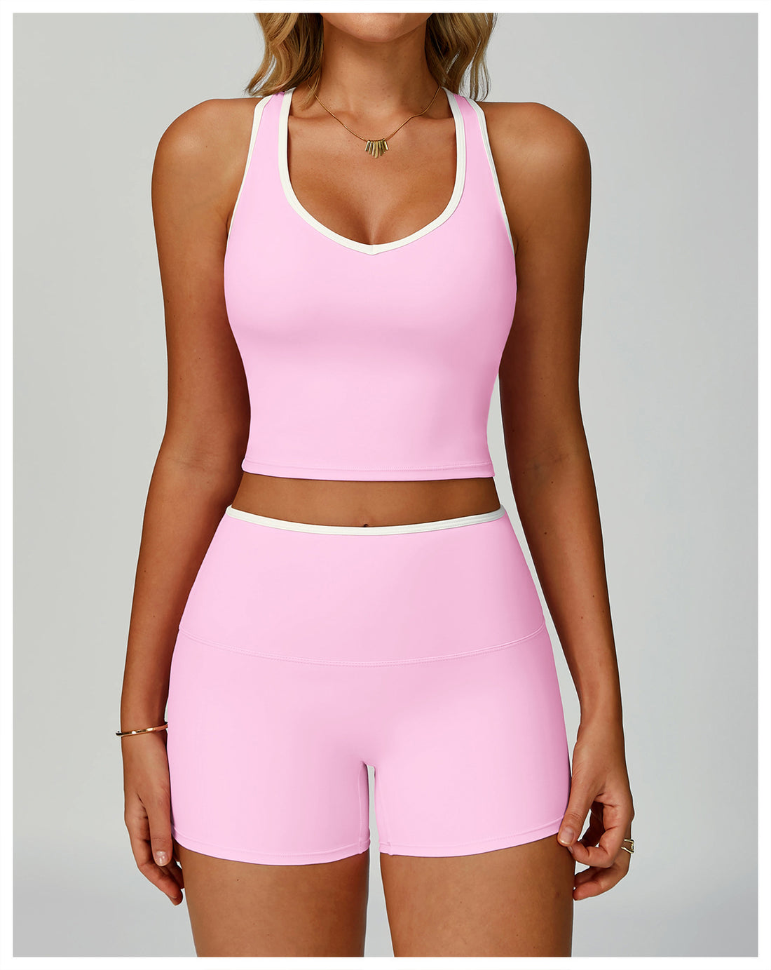 Strappy Backless Bra & Bike Short Set