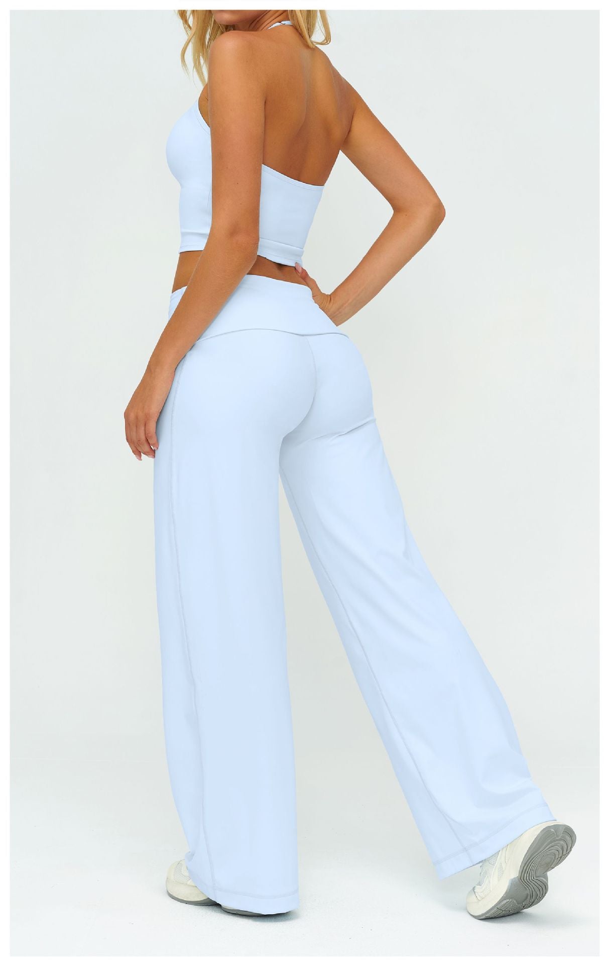 Halter Crop Top & Wide-Leg Pants Set