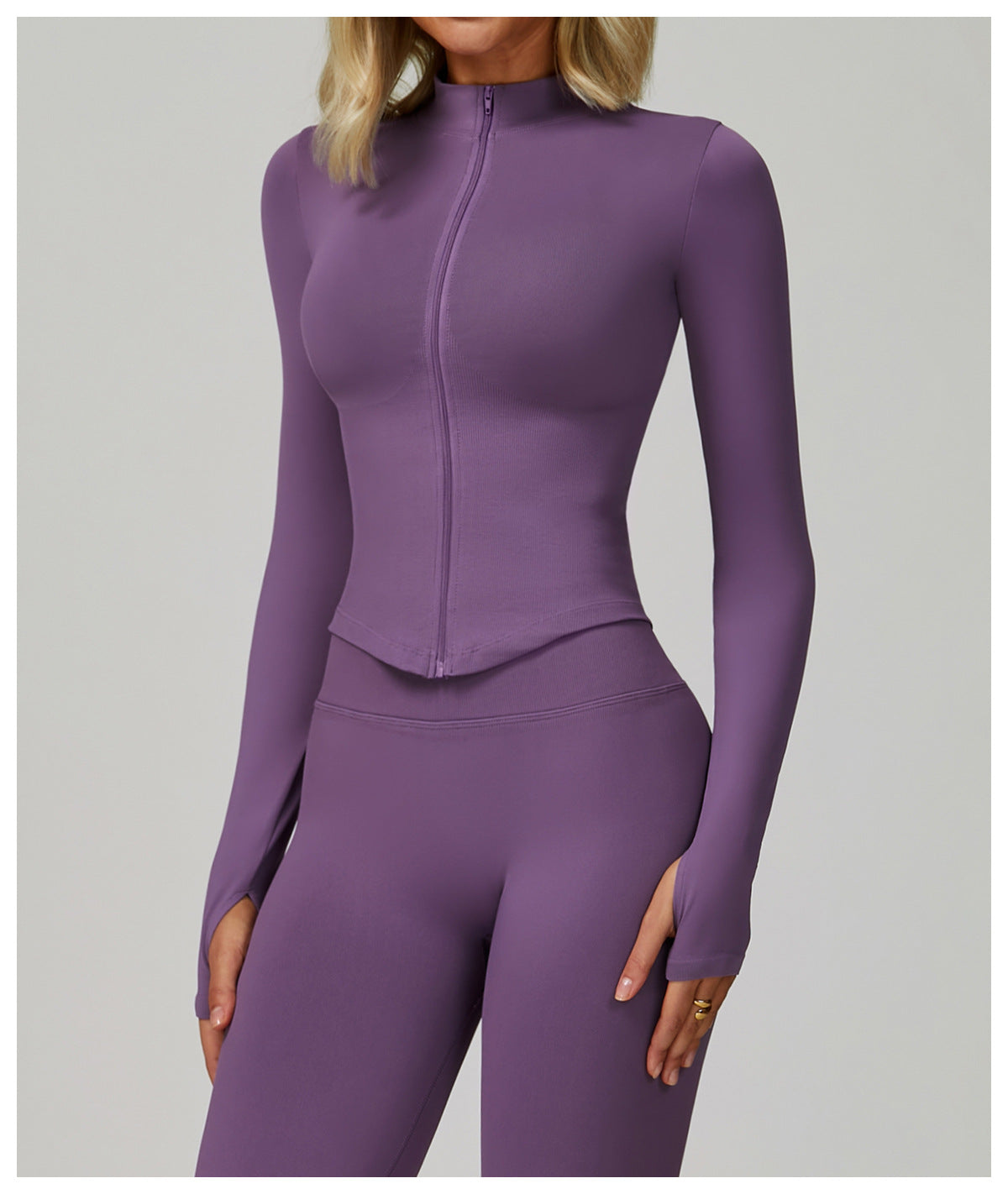Zip-Up Long Sleeve Crop Yoga Jacket