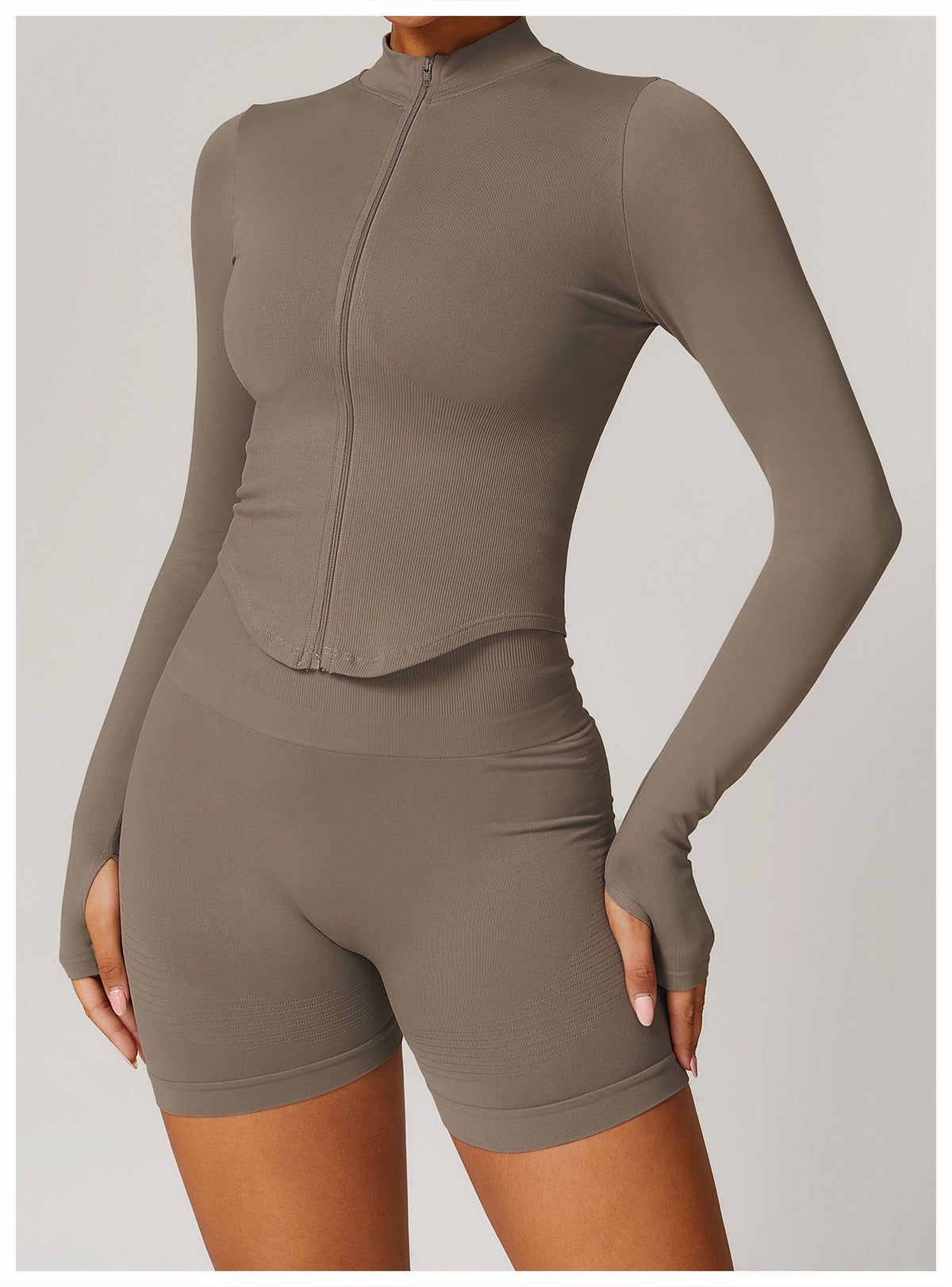 Zip-Up Long Sleeve Crop Yoga Jacket