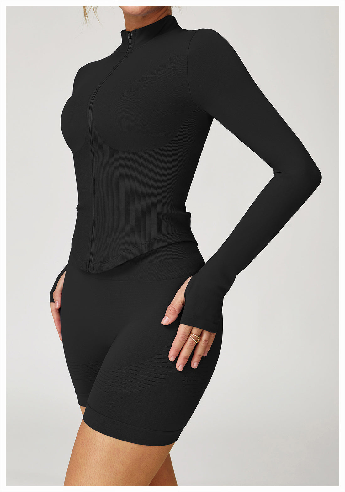 Zip-Up Long Sleeve Crop Yoga Jacket