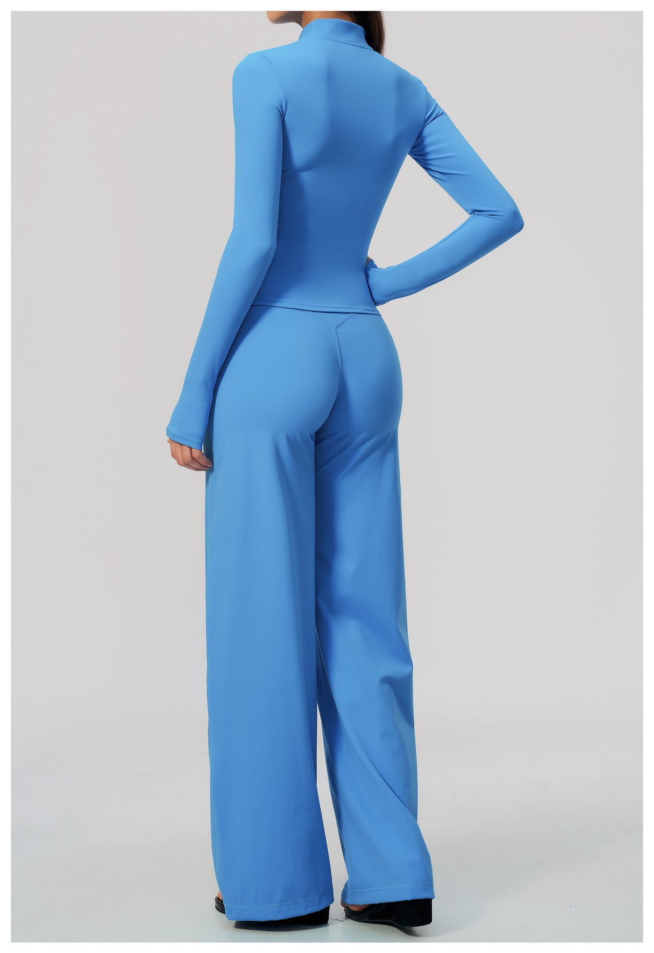 Zip Jacket, Bra & Flared Pant Yoga Set
