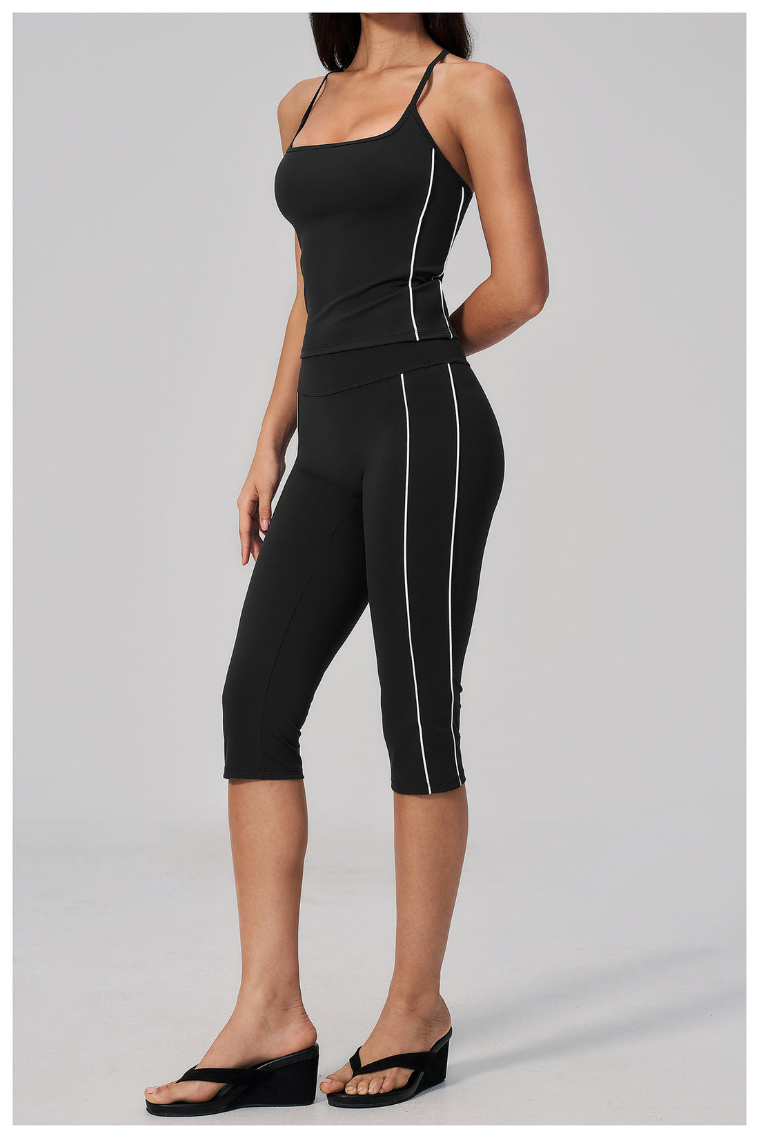 Color-Block Racerback Cami & Capri Legging Set