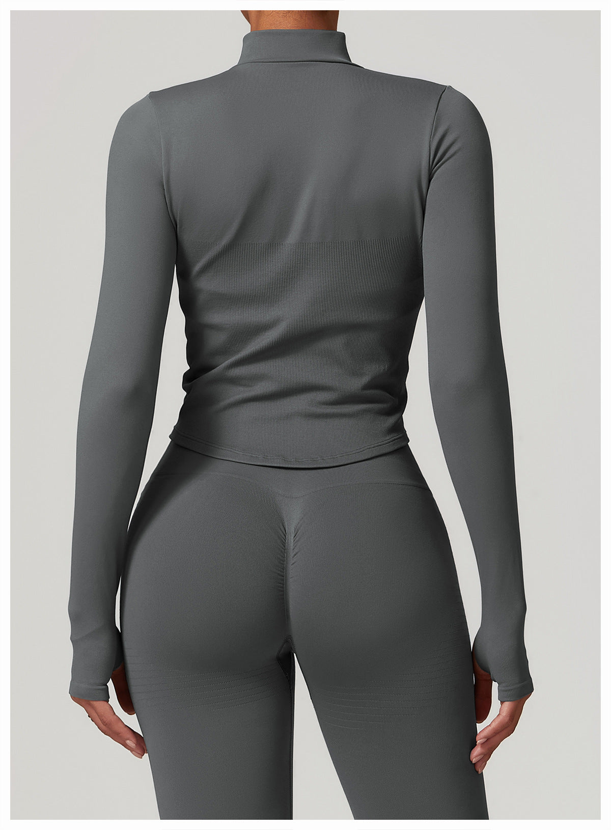 Zip-Up Long Sleeve Crop Yoga Jacket