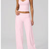 Backless Halter Crop Top & Wide-Leg Pants Set
