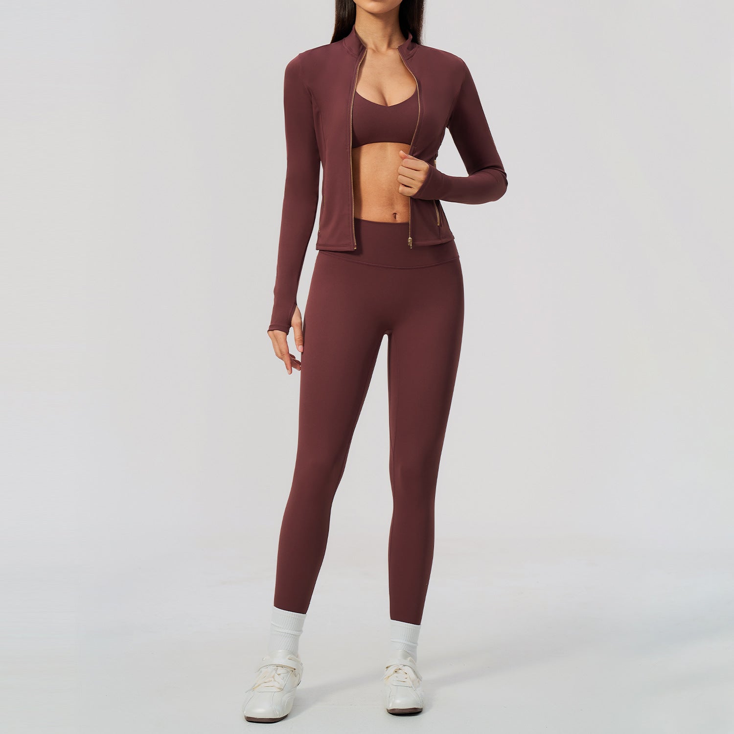 Fitness Set Sport Jacket Slim Fit Fashion Quick-Dry Outdoor Yoga Wear 3-Piece Set eprolo