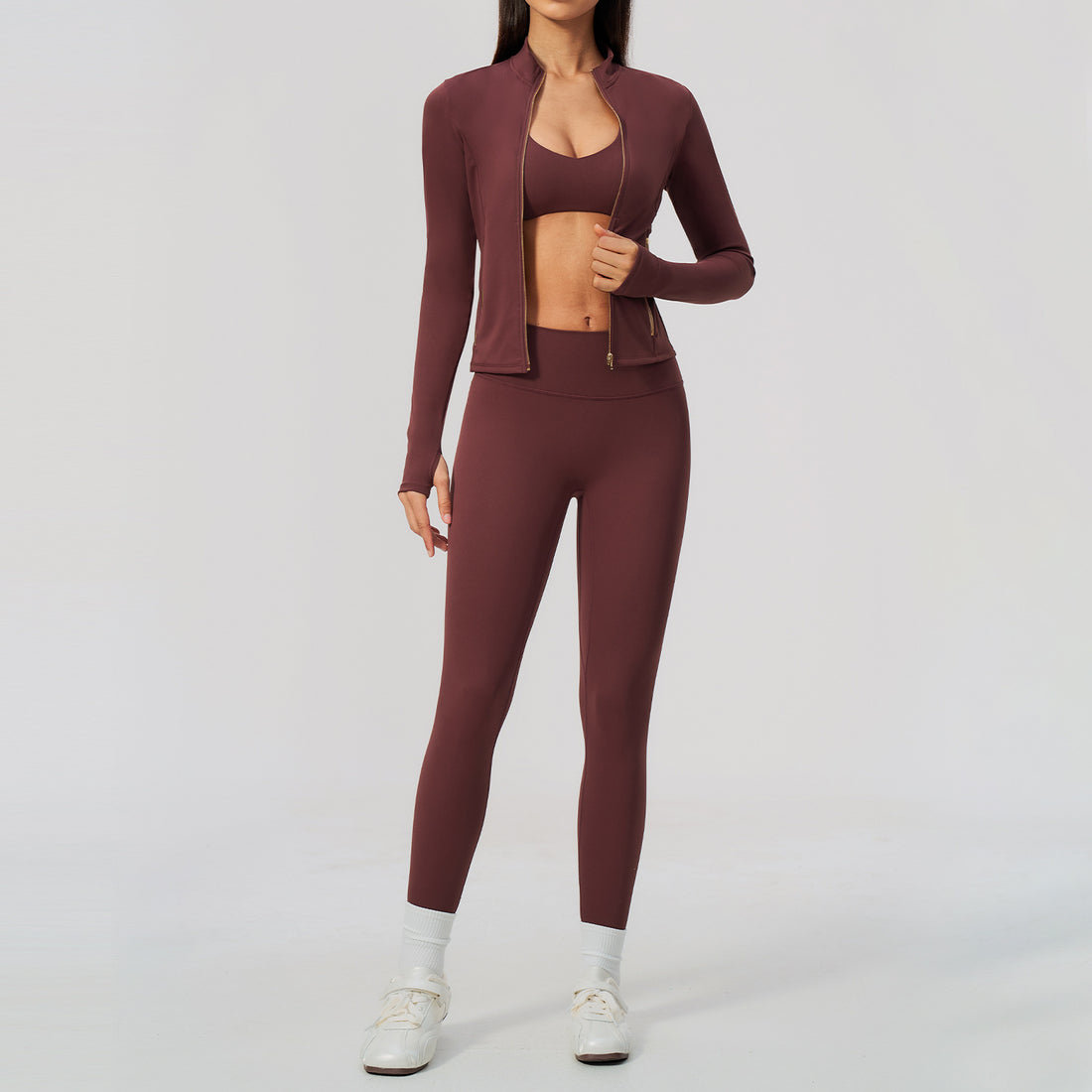 Fitness Set Sport Jacket Slim Fit Fashion Quick-Dry Outdoor Yoga Wear 3-Piece Set eprolo