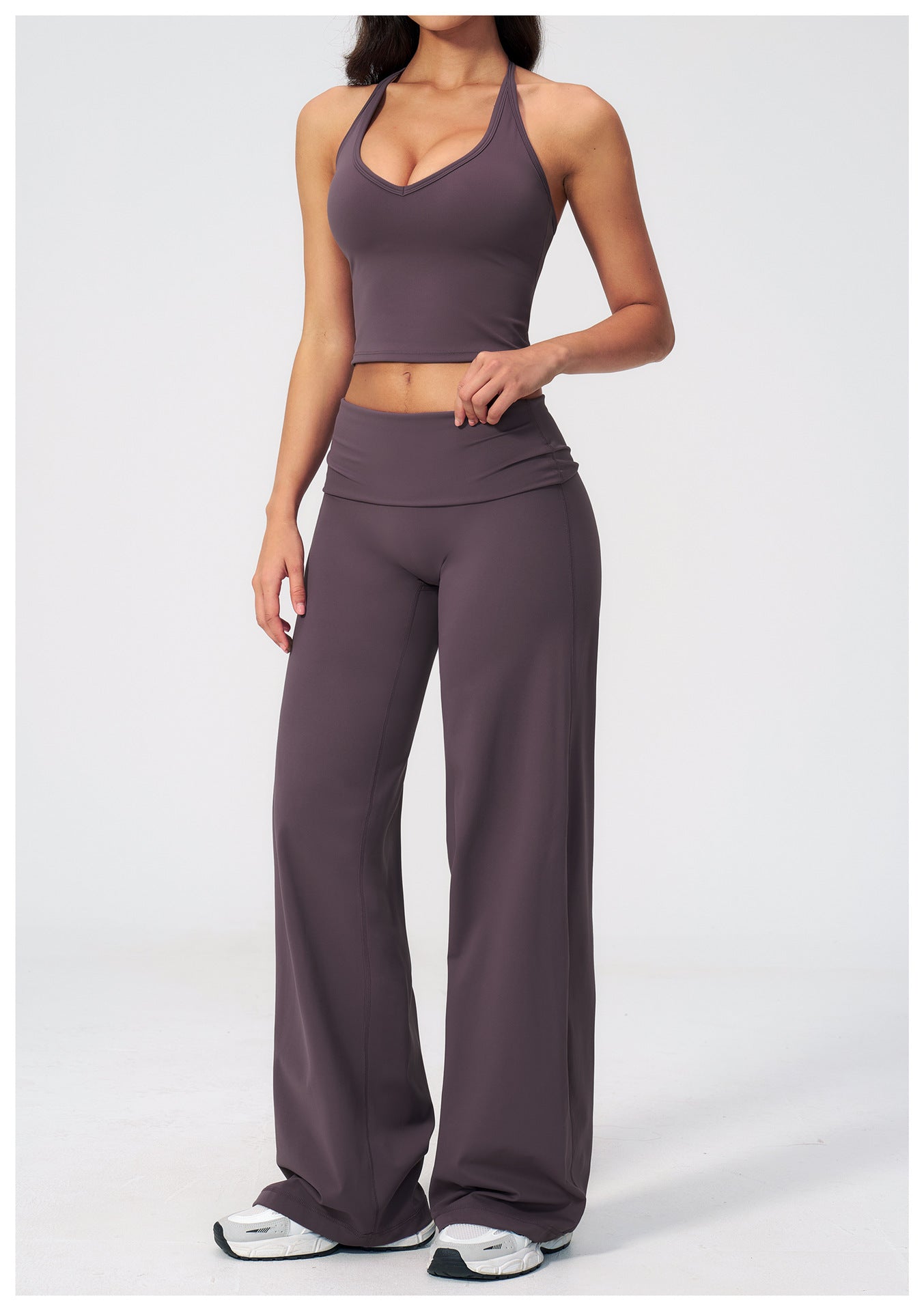 Halter Crop Top & Wide-Leg Pants Set (Style 2)