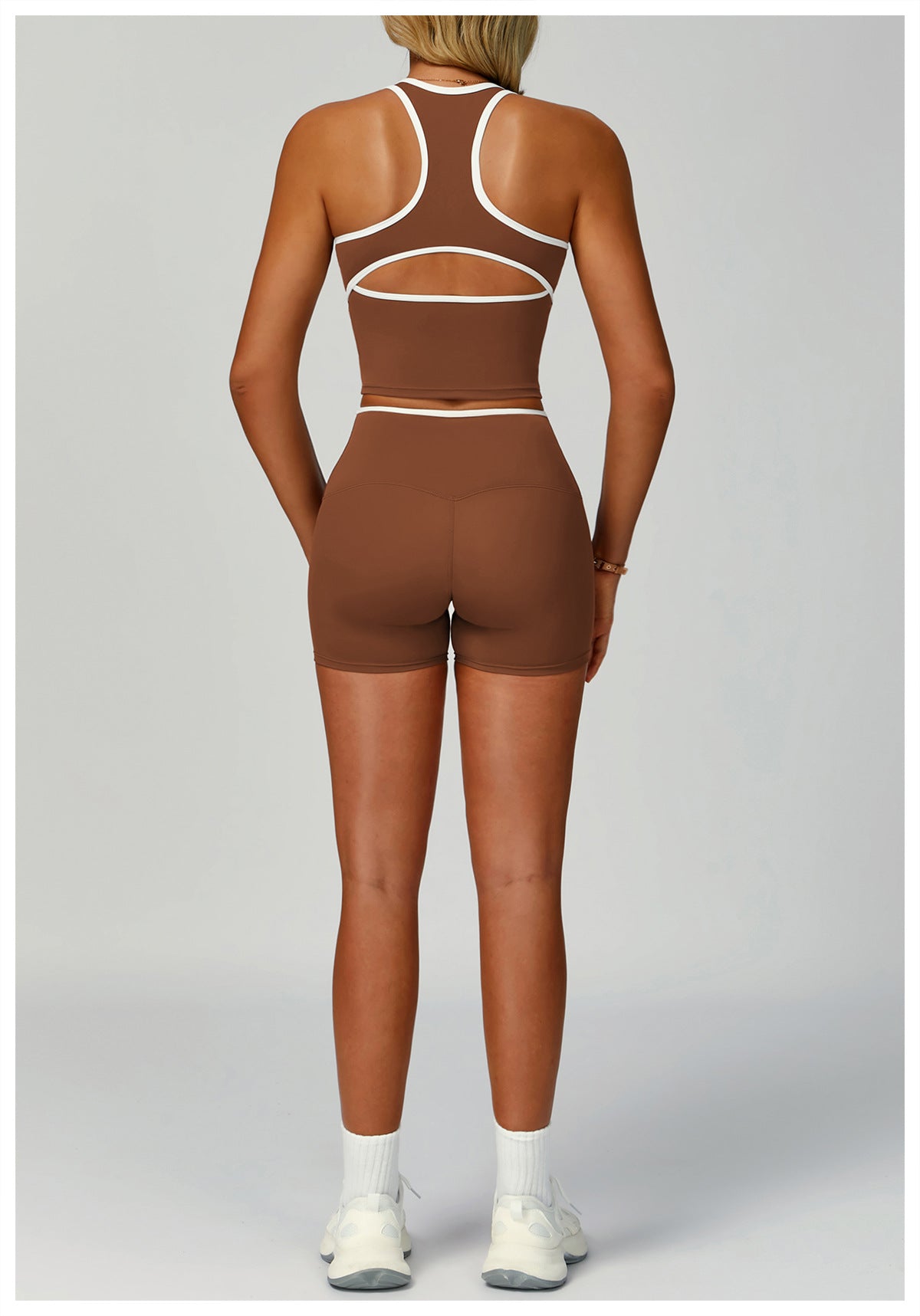 Strappy Backless Bra & Bike Short Set