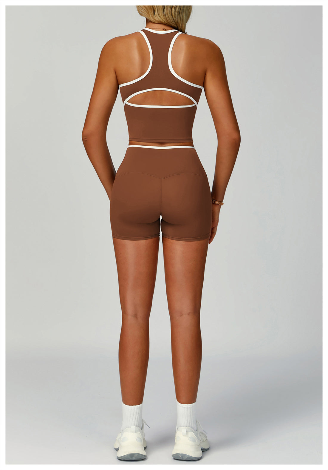 Strappy Backless Bra & Bike Short Set