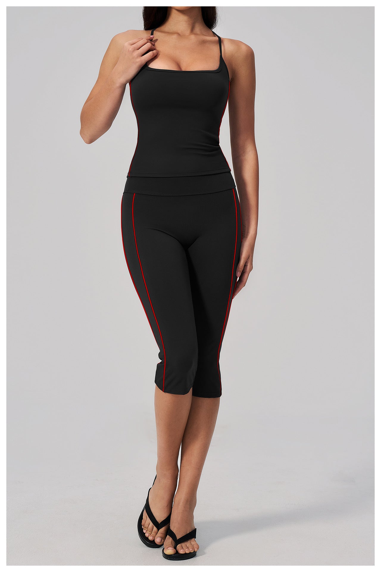 Color-Block Racerback Cami & Capri Legging Set